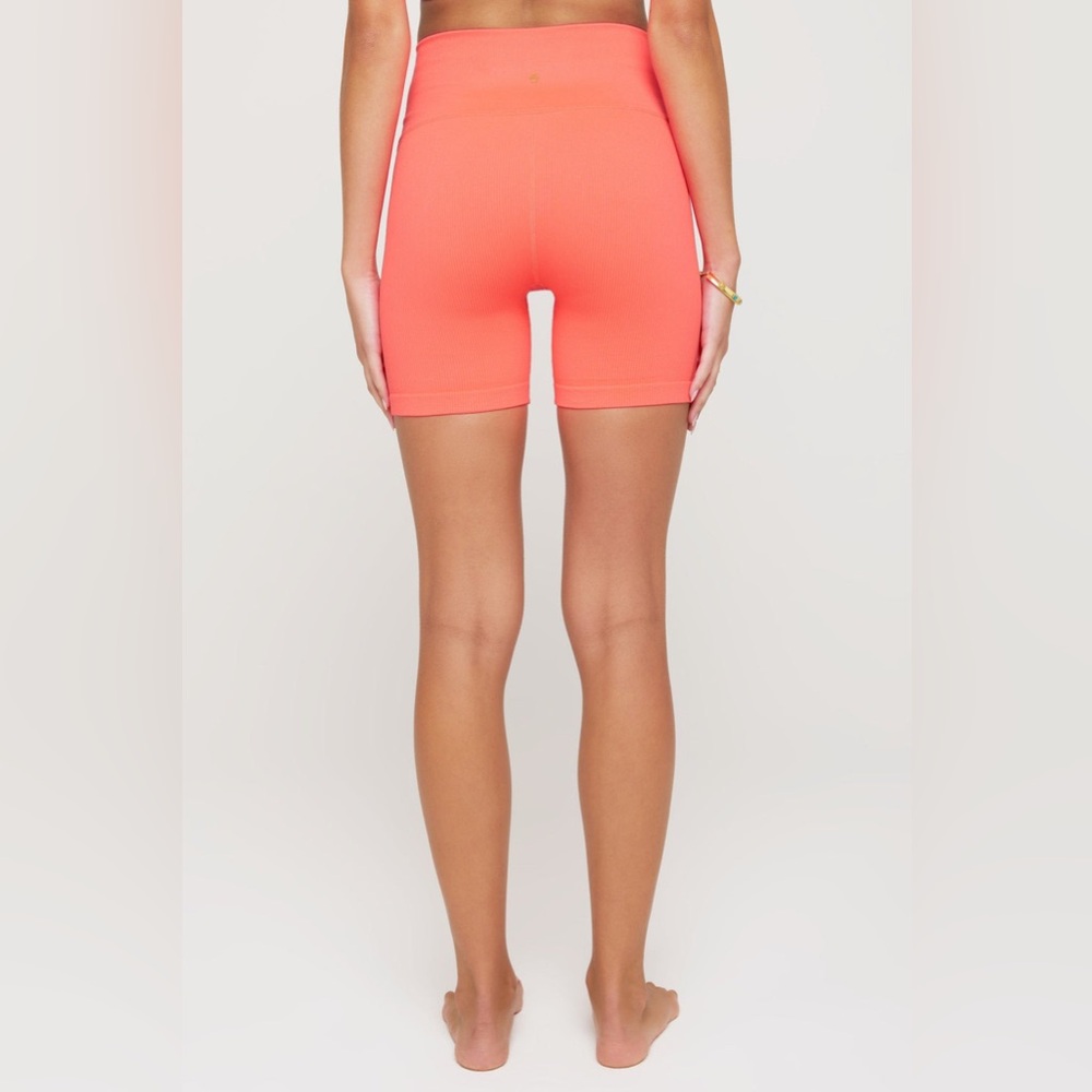 SPIRITUAL GANGSTER NWST- LOVE SCULPT 5" BIKER SHORTS - NEON CORAL Size XS/S